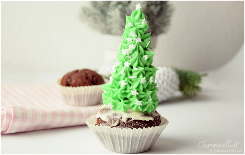 Rezept für herrliche Weihnachtsbaum Cupcakes
